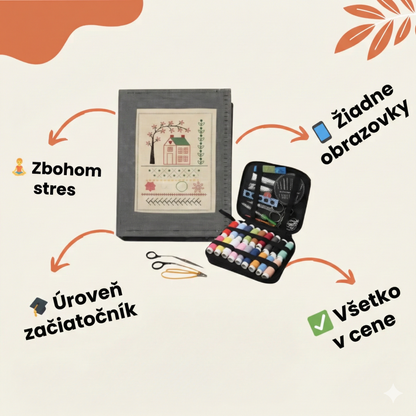 Antistresová kniha vyšívania: Kompletná sada so 60+ vzormi